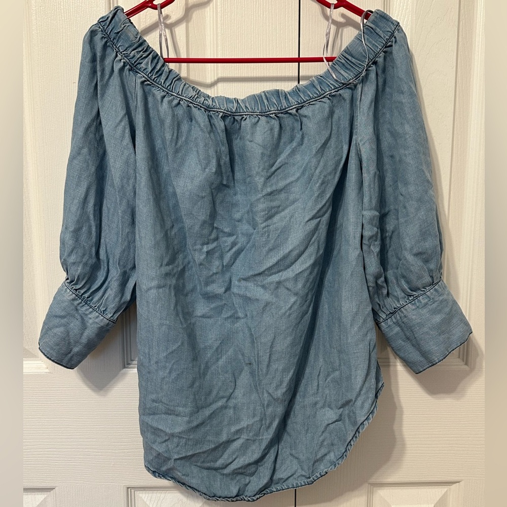 Women's Blue Off-Shoulder Top
